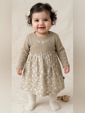 NWT...Rabbit + Bear Organic Cotton Blend Dress W/ Knee High Socks Size0-3 Months